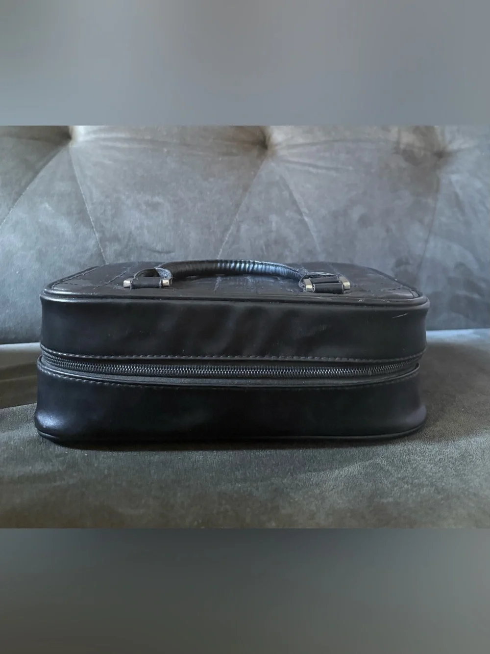 Black Quilted Jewelry Organizer Travel Case with Removable Clear Zip Pouches